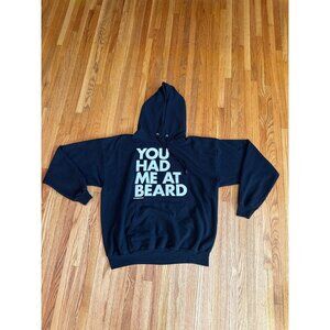 Hanes ComfortBlend EcoSmart Black Hoodie "You Had Me At Beard" Design XL